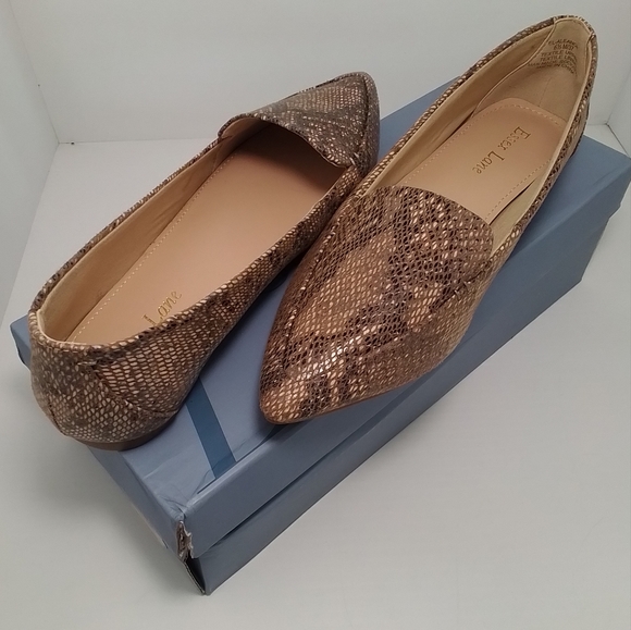 NEW IN BOX Essex Lane EL-ALEANOR Tan Multi Fashion Snake Flat Loafers 7 - Picture 1 of 13